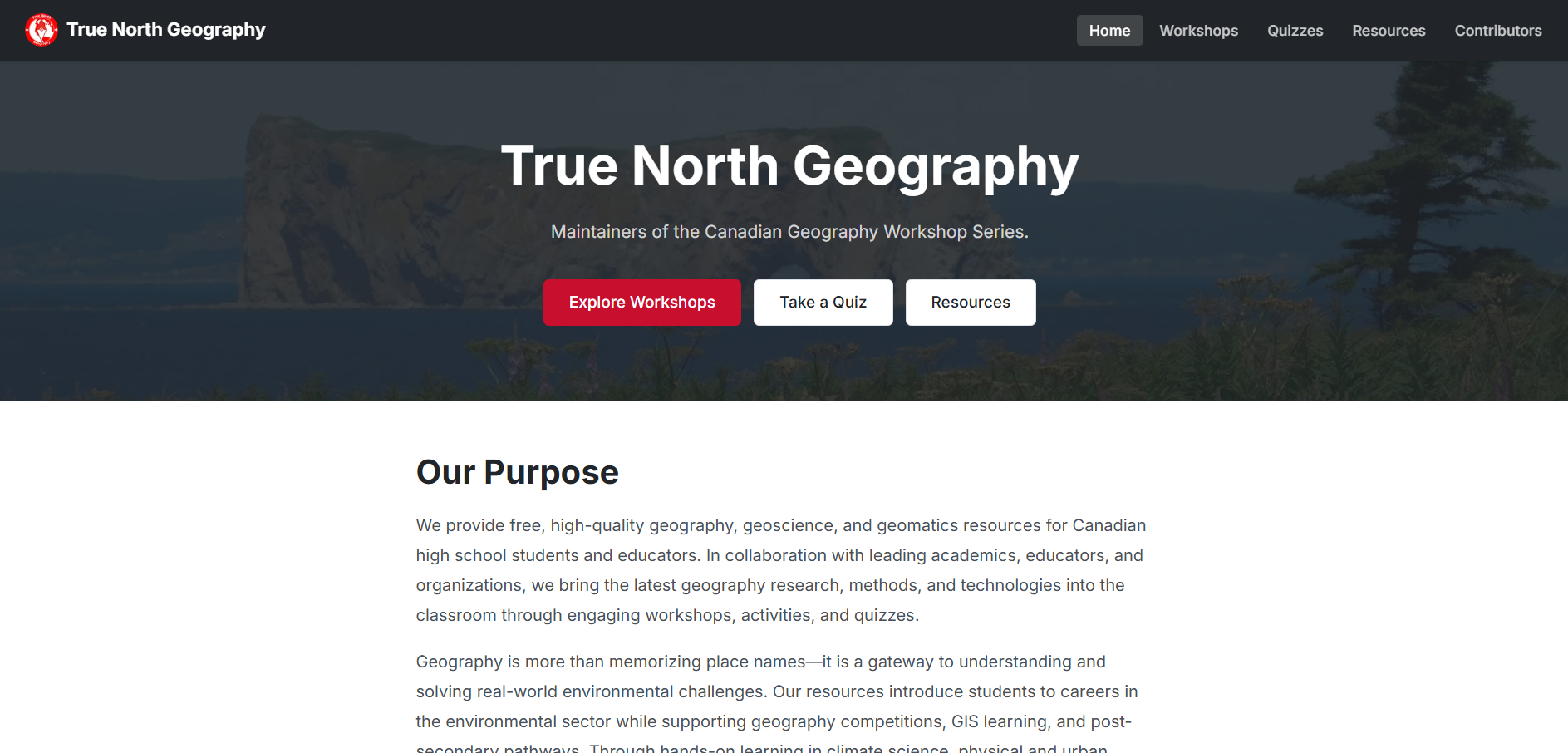 True North Geography Landing Page